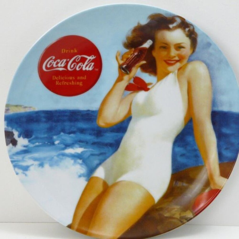 Gibson Girl Drink Coca-Cola Women Bathing Beauty Coke 8" Ceramic Dessert Plate